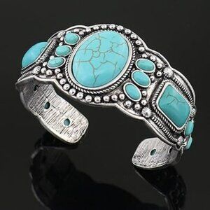 Turquoise‎ Bracelet Cuff Bangle Fashion Boho Jewelry Silver New Statement Piece